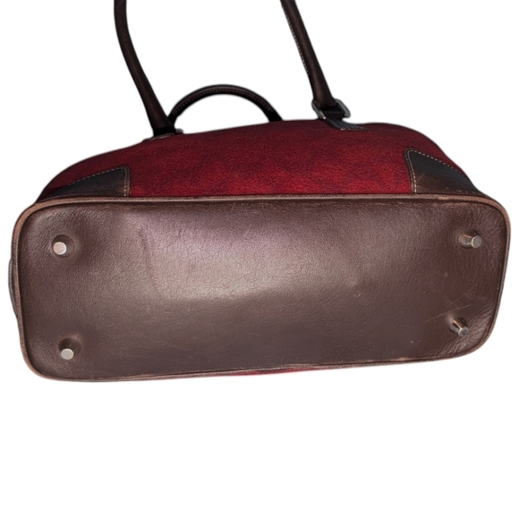 Vintage Coach • Signature Wool & Leather Tote Bag F1J-7723 Burgundy Oxblood Y2K - Picture 7 of 15